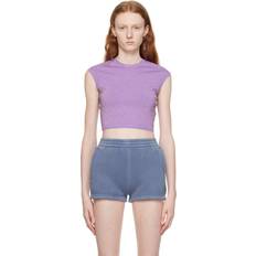 Nylon - Women T-shirts Alexander Wang alexanderwang.t Purple Cropped T-Shirt 544 Unicorn