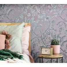 Wallpapers Marburg Galerie Paste The Wall Soft Pink And Silver Botanical Wallpaper