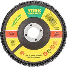 Power Tool Accessories York 100 X 16MM Conical Flap Discs, Aluminium Oxide Fibe Backed P60