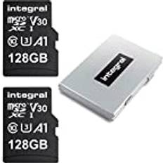Integral 128 GB 2-Pack Micro SDXC Premium High Speed minneskort upp till 100 MB/s klass 10 V30 UHS-I U3 SD-adapter