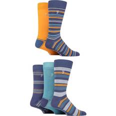 FARAH Mens Pair Plain, Striped and Patterned Everyday Bamboo Socks Mustard 6-11