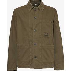 CP COMPANY Tops CP COMPANY Mens Ivy Green Logo-embroidered Long-sleeved Cotton Shirt