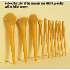 Orange Makeup Brushes HKHBJS Set Of 10 Yellow Makeup Brushes, Eyeshadow Brush, Loose Powder Brush, Beauty Tools