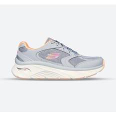 Skechers Women's Wide Fit 149686 Relaxed Fit Arch Fit D'lux Trainers Gray/Coral