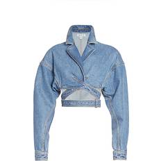 Wrap-Around Outerwear Alaïa Blue Cross-Over Denim Jacket 525 BLEU VINTAGE FR