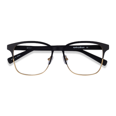 Glasses & Reading Glasses Eyebuydirect Unisex s square Matte Black/Golden Acetate, Metal Prescription Eyebuydirect s Intense