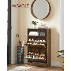 Vasagle Skoskåp Med 2 Klaffar 60 x 24 x 102 cm Rustikt Brun Skoställ