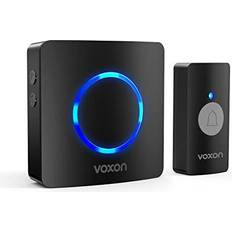 Blue Doorbells Voxon Wireless Doorbell, Wall Plug-in Cordless Doorbell Waterproof Door Bell Chime Kit with 350m Wireless Range, 4-Level Volume & Blue LED Light, Best