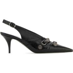 Black Leather Cagole Pumps