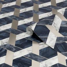 Wallpapers Contour Contour Blue Metallic Effect Geometric Smooth Wallpaper