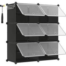 Songmics Furniture Songmics Interlocking Shoe Rack Black with Wood Grain