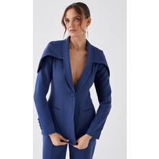 One Size Blazers Coast Julie Kuyath Cape Detail Fitted Blazer Slate Blue