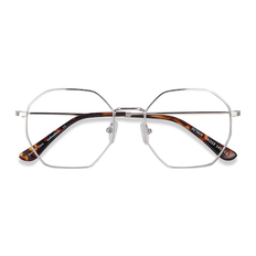 Glasses & Reading Glasses Eyebuydirect Unisex s geometric Silver Metal Prescription Eyebuydirect s Octave