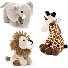 Leksaker Zappi Co Zappi Co x3 Tripple Pack of Childrens Playful Soft Cuddly Plush Toy 12-15CM/5-6 Inches Elephant Giraffe Lion