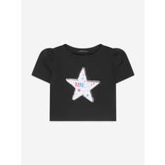 Monnalisa Girls Cropped Star T-Shirt in Black 12Y