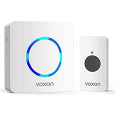 Blue Doorbells Voxon Wireless Doorbell, Wall Plug-in Cordless Doorbell Waterproof Door Bell Chime Kit with 350m Wireless Range, 4-Level Volume & Blue LED Light, Best