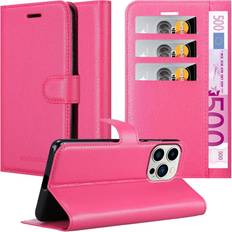 Cadorabo HOT PINK Case for Apple iPhone 14 PRO MAX Cover Book Wallet Protection PU Leather Etui magnetic closure card slot Pink