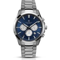 Accurist Watches Accurist Japanese Sports Chronograph with Push Button Clasp, Date Window, 50m Water Resistant, 2 Year Guarantee, Blue Silver, Bracelet