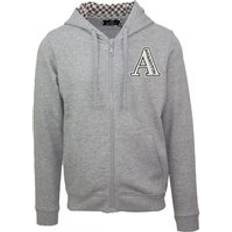 Clothing Aquascutum Mens Classic Logo Grey Zip-Up Hoodie