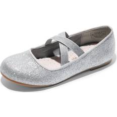 Flickor Ballerinaskor Barnskor Dream Pairs Girls Ballerina Shoes Cross-Strap Mary Jane Flats Silver Toddler Angie-2