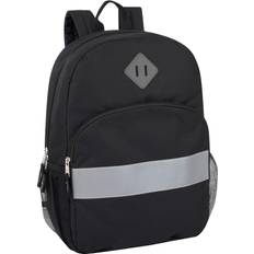 Solid Colors School Bags Solid Color Backpack for School Backpack with Reflector Strip, Side Pocket, Padded Straps Black