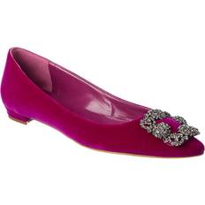 Purple Ballerinas Manolo Blahnik Hangisi Velvet Flat