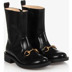 Gucci Girls Black Leather Boots Black