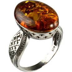 Gray - Silver Rings Sterling Silver and Baltic Honey Amber Ring Alaina