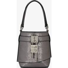 Grau Beuteltaschen Givenchy Shark Lock Micro Bucket-Bag - Metallic-Leder