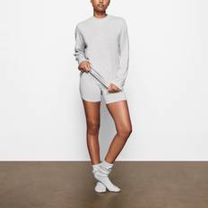 Donna - Sci Top SKIMS Boyfriend Long Sleeve T-Shirt - Light Heather Grey