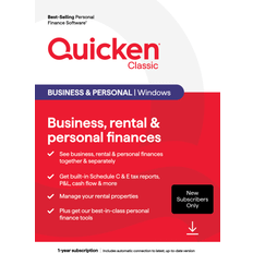 Office Software Quicken Classic Business & Personal, New User, 1-Year Subscription, WindowsÂ Compatible, ESD