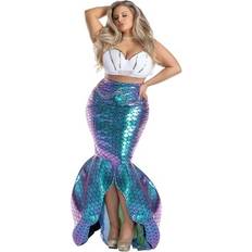 Party King Plus Under the Sea Mermaid Women's Fancy Dress Costume Purple/Green/White 1X