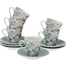 Accesorios de cocina Versa Juego de 6 Tazas de Café Acebo Porcelana Taza de café 6pcs