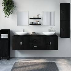 Arredamenti Bagno vidaXL Set Mobili Da Bagno 7 pz Nero In Legno Multistrato