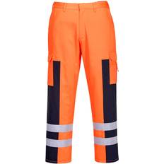 EN ISO 20471 Work Pants Portwest Hi-Vis Ballistic Trouser Orange/Navy