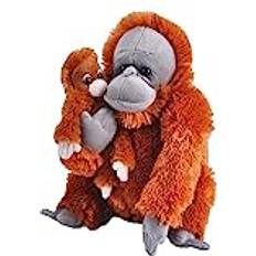 Wild Republic 23476 Mamma och bebis orangutang plyschgosedjur leksak, presenter för barn