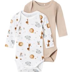 18-24M Bodyer Name It Bright White Beige Animal Body 2-pakning Noos-62