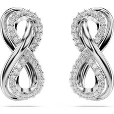 Rhodium Øreringe Swarovski Hyperbola stud earrings, Infinity, White, Rhodium plated