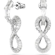 Rhodium Boucles d'oreilles Swarovski Hyperbola drop earrings, Infinity, White, Rhodium plated