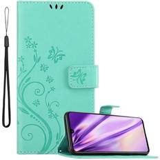 Samsung Galaxy A41 Cover per cellulari Cadorabo FLORAL TÜRKIS, Samsung Galaxy A41 Flower Case for Samsung Galaxy A41 Cover Book Wallet Protection PU Leather Flip Magnetic Etui Green