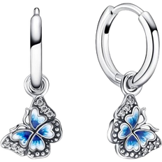 Pandora Boucles d'oreilles Pandora Créoles Moments papillon bleu & strass Argent