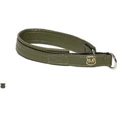 Gustaf & Evita Hundhalsband Halvstryp Skinn Olivgrön 20cm