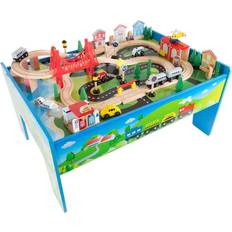 Metal Train Track Set Hey! Play! Wooden Train Set Table