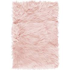 Faux fur area rugs Super Area Rugs Serene Silky Faux Fur Fluffy Pink 72x108"