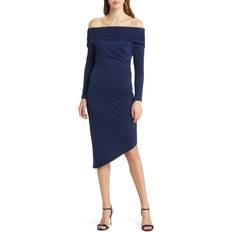 Solid Colors - Unisex Dresses Sam Edelman Off Shoulder Midi Dress Navy