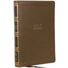 NKJV, Compact Center-Column Reference Bible, Brown Leathersoft, Red Letter, Comfort Print