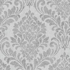 10m x 53cm, Grey Eleanor Damask Wallpaper