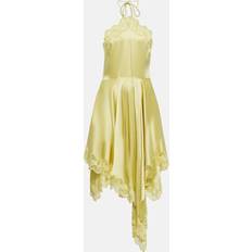 Green - Midi Dress Dresses Stella McCartney Asymmetric Satin Dress with Lace Detail - Yellow