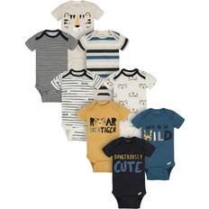 Onesies Onesies Brand Baby Boys 8-Pack Short Sleeve Mix & Match Bodysuits, Dangerously cute Tiger, Months