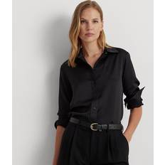 Black - Women Shirts Lauren Ralph Lauren Women's Satin Charmeuse Shirt Black Black